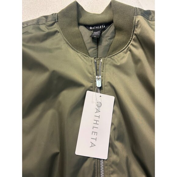 Athleta Sateen Olive Bomber Jacket NWT Large $199 Green - Picture 7 of 8